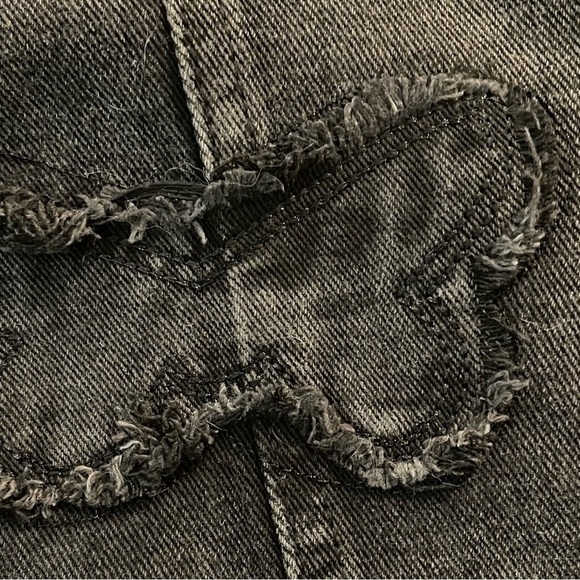 Y2K baggy wide leg denim jeans with Butterfly Detail bell bottoms Size 2 NEW - Picture 5 of 16